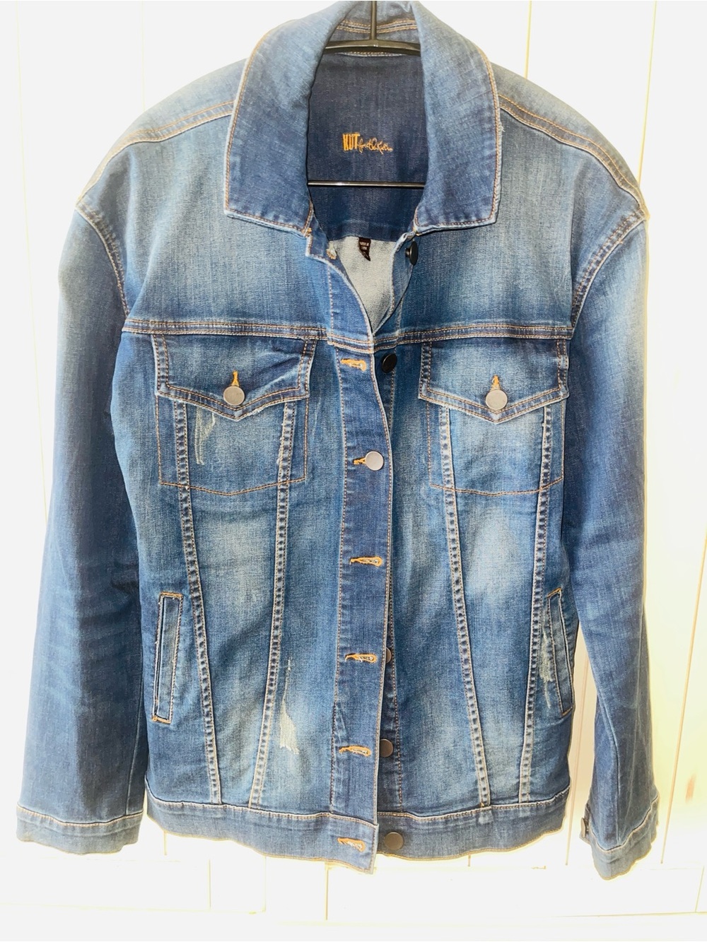 Distressed KUT Blue Denim Jean Jacket Size Small